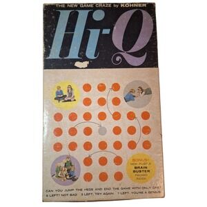Vintage Hi-Q Peg Game Kohner The New Game Craze Brain Buster Puzzle